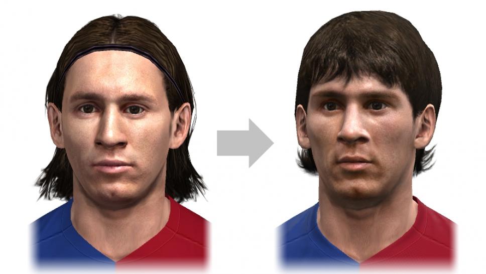 [16/07/09] Lionel Messi vom FC Barcelona in PES 2009 (links) und PES 2010.