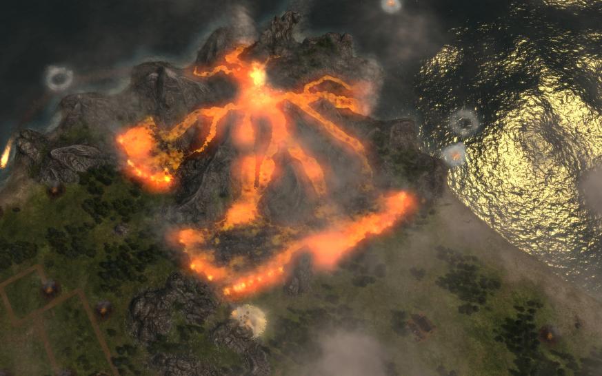 [02/02/10] Am Fuße des Vulkans versengt die Lava Bäume, Sträucher und Häuser.