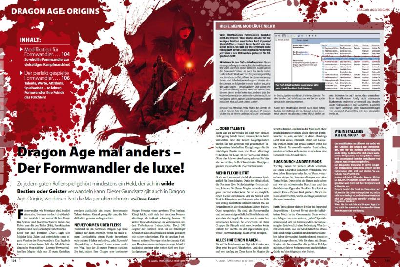 [08/07/10] So sieht die erste Doppelseite des Dragon-Age-Guides in der zweiten Ausgabe von PC GAMES POWER PLAYER aus.