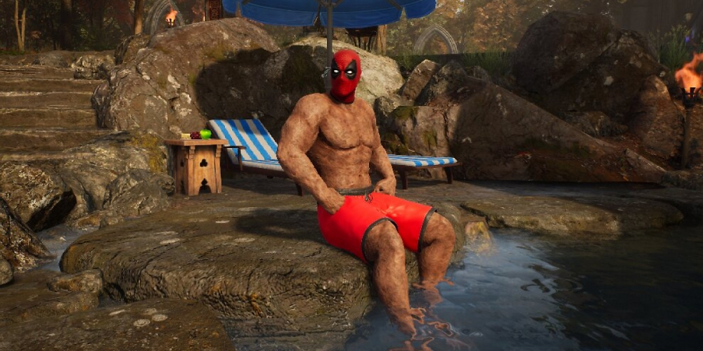 Deadpool am Pool in Marvel's Midnight Suns