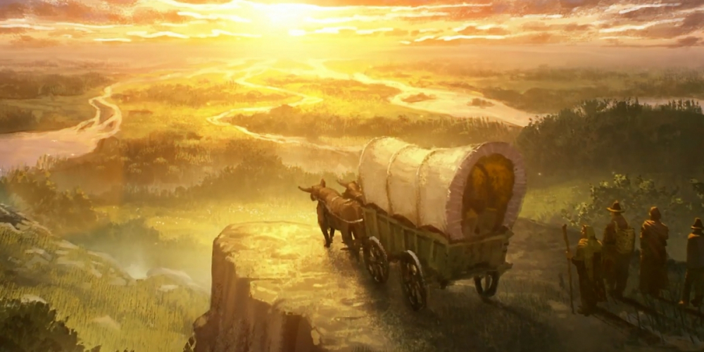 Blick über ein Tal - Artwork zu Farthest Frontier