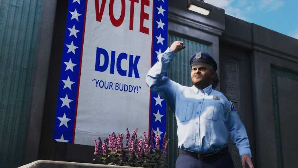 Officer Dick salutiert