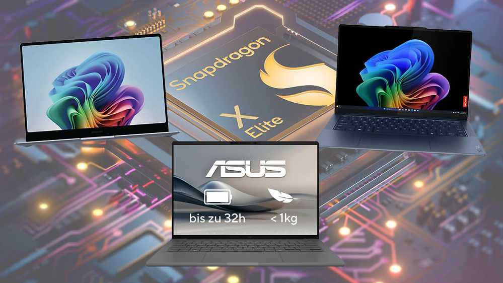 Akkulaufzeiten bis zu 32 Std.: Snapdragon-X-Laptops mit Windows 11 jetzt bis zu 410€ günstiger
