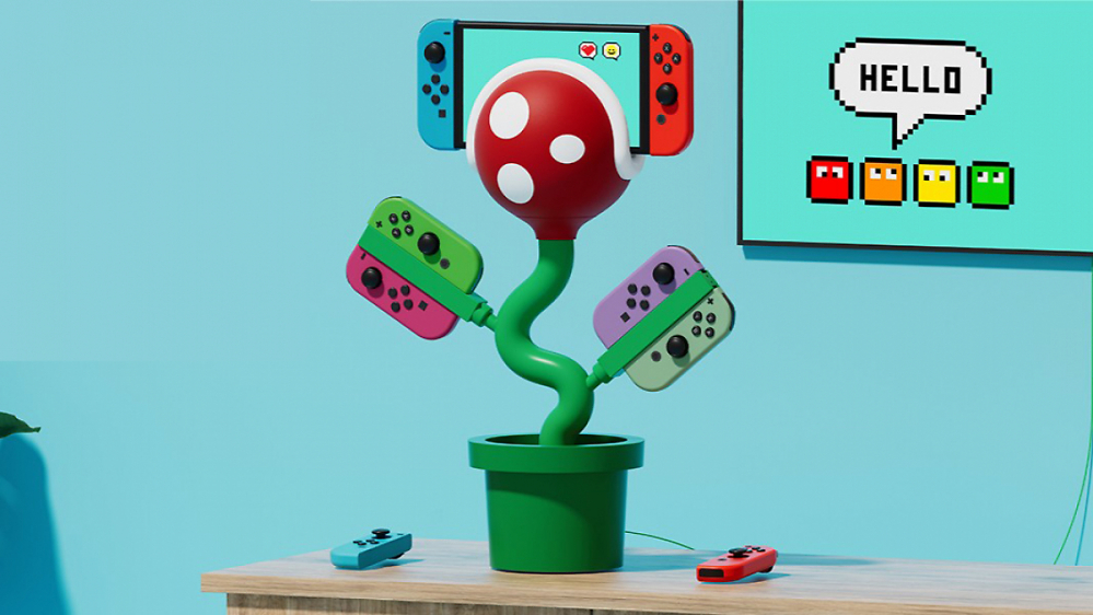 Verrücktes Switch-Zubehör im Mario-Look: Dieses Pakkun-Dock frisst Controller statt Klempner