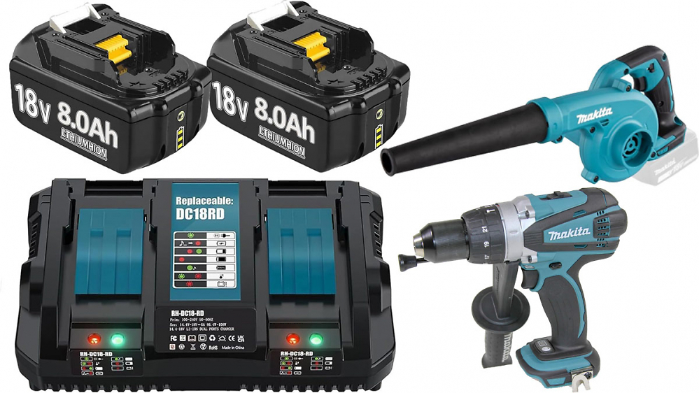 Nur kurz extrem günstig: 2x 18V-Akku 8,0 Ah für Makita & Doppel-Ladegerät unter 70€ - befristeter Amazon-Deal