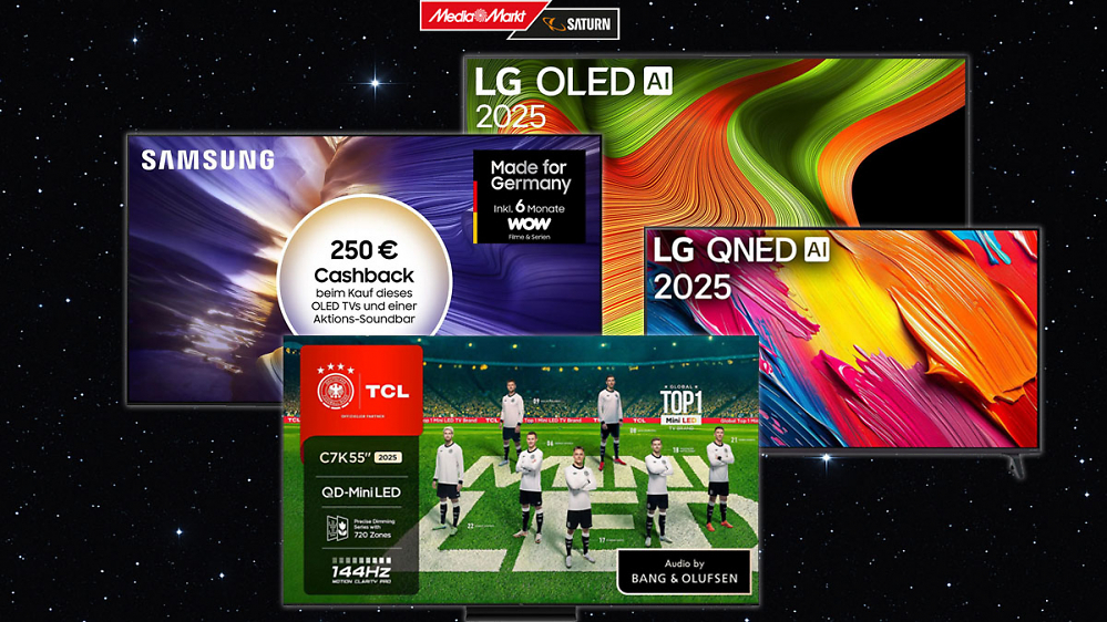 Ab 379 Euro: Bei MediaMarkt gibt es Mini-LED-, QNED- und OLED-Fernseher für die Hälfte