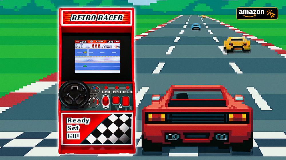 Aldi bringt Mini-Arcade für 11,99 € - aber Racing-Fans wollen dieses Modell mit Lenkrad und Schalthebel von Amazon