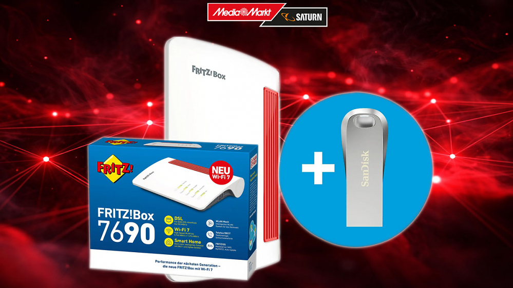 Sandisk USB-3.2-Stick geschenkt zur Fritzbox 7690 im Bestpreis-Bundle bei MediaMarkt