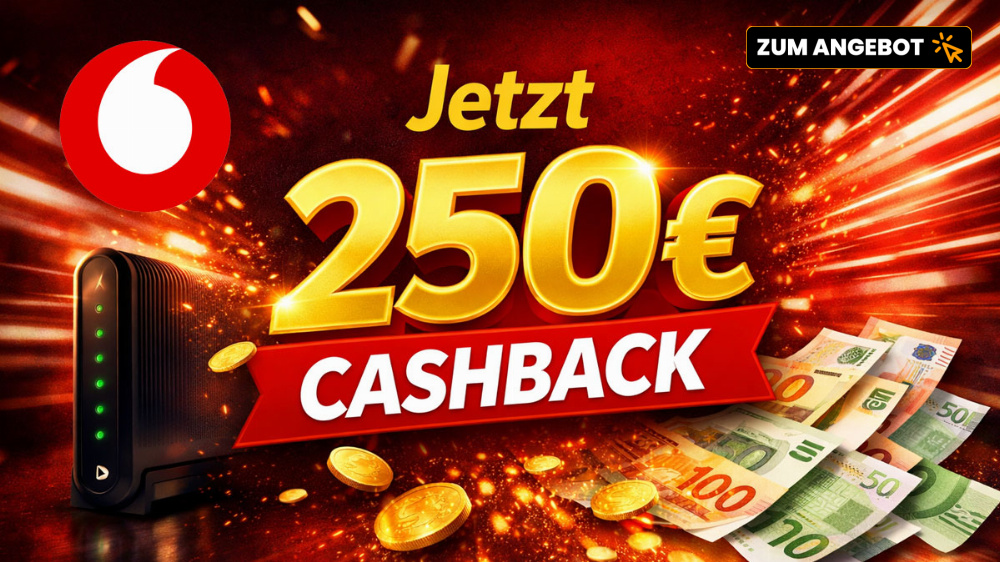 250 Euro geschenkt? Vodafone verdoppelt Cashback - Kabel-Tarife ab 19,99 Euro (bis 800 Mbit/s)