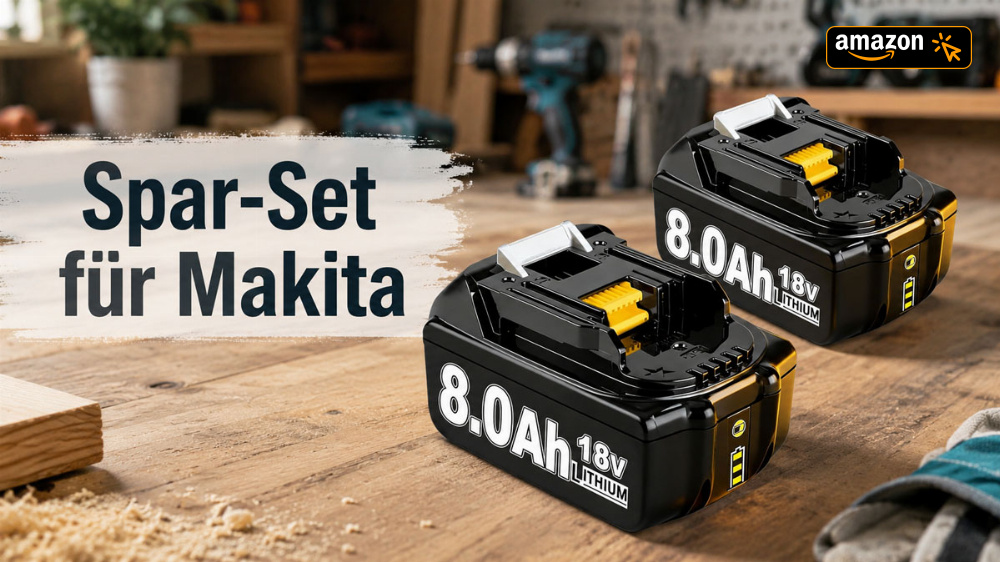 Geht bei Amazon durch die Decke: 2x 18V-Akku 8,0 Ah für Makita nur 33,98 - befristetes Angebot