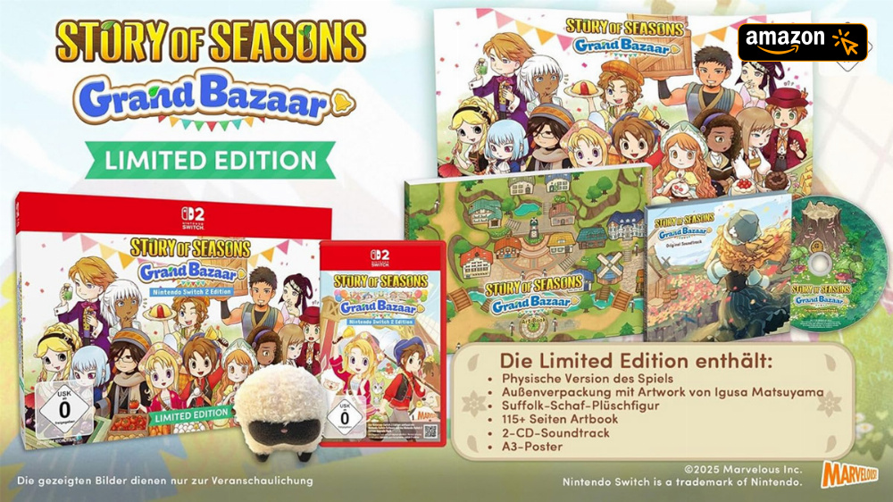 Stofftier, Artbook, Poster, Soundtrack für 5 Euro dazu - Story of Seasons: Grand Bazaar Limited Edition günstig wie nie