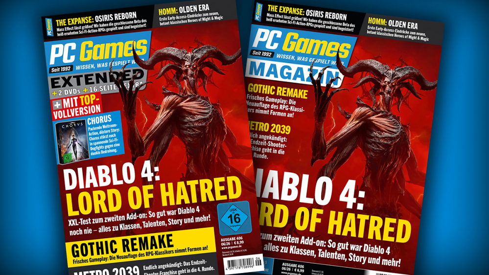 PC Games 06/26: Mit Coverstory zu Diablo 4: Lord of Hatred, Previews zu Metro 2039, Gothic Remake, The Expanse u. v. m.