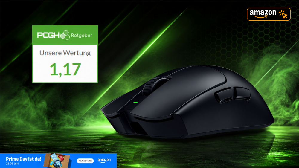 Noch zum Jahresbestpreis am Prime Day 2026: Schnelle 8000-Hz-Maus Razer Viper V3 Pro