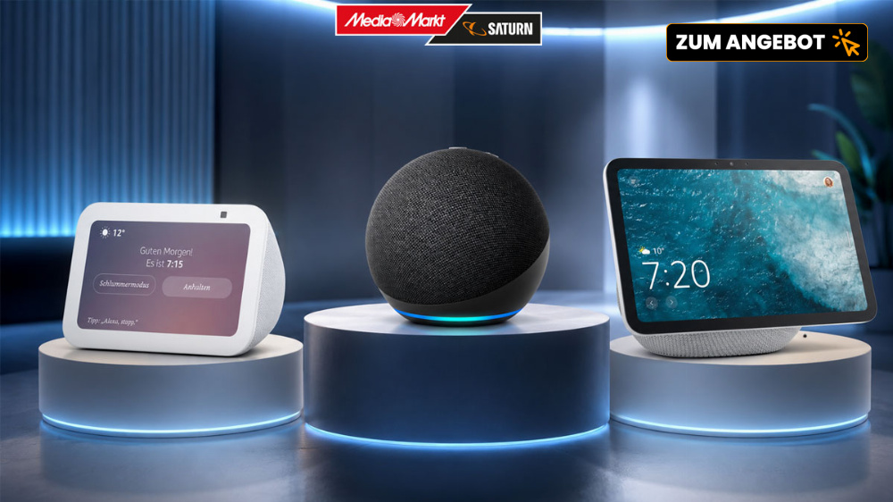 Alexa+ zum Sparpreis erleben: MediaMarkt reduziert Echo Dot, Echo Show und mehr um bis zu 36 % ggü. der UVP