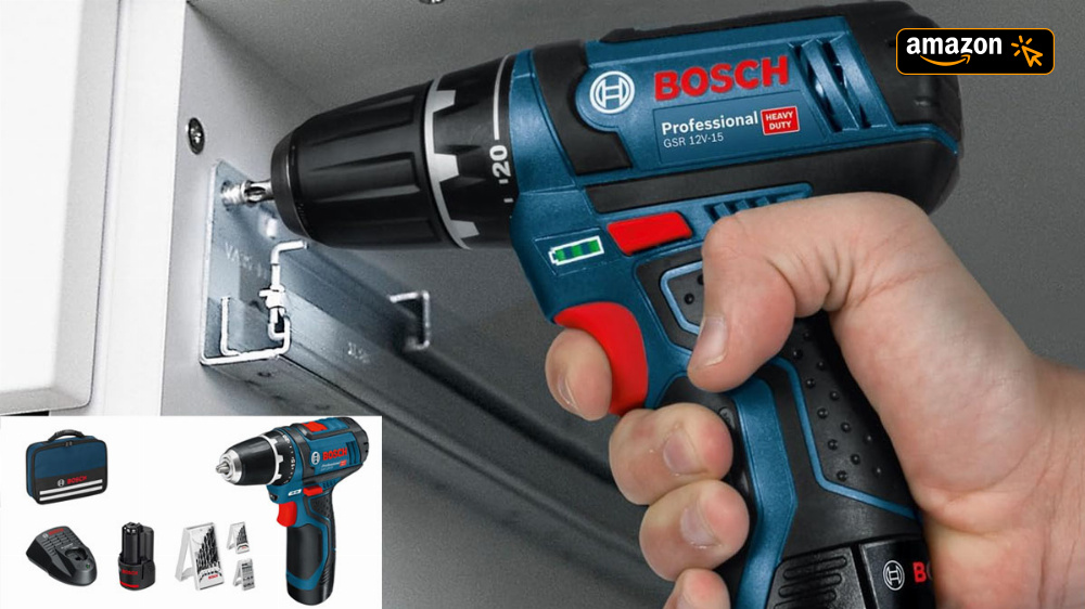 Amazon-Hit: Akku-Bohrschrauber von Bosch Pro mit Akkus, Ladegerät, 39-tlg. Zubehör-Set und Werkzeugtasche