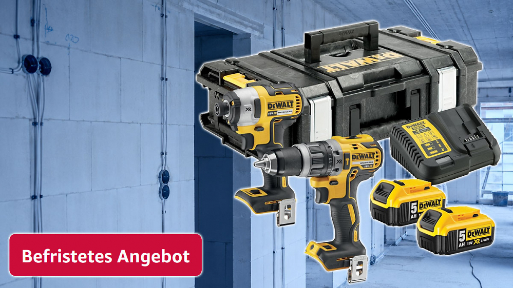 Befristetes Amazon-Angebot: DeWalt-Set aus Akkus, Schlagschrauber, Schlagbohrschrauber und Box