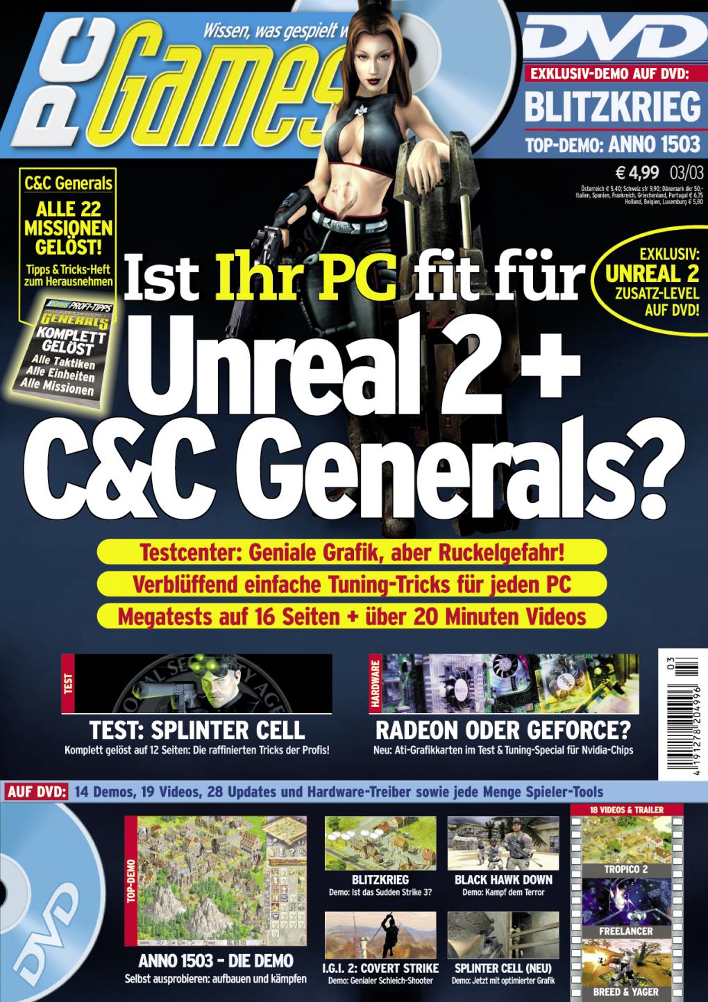PC Games Ausgabe 03/03 - Titelthema: Unreal 2 und Command & Conquer - Generäle