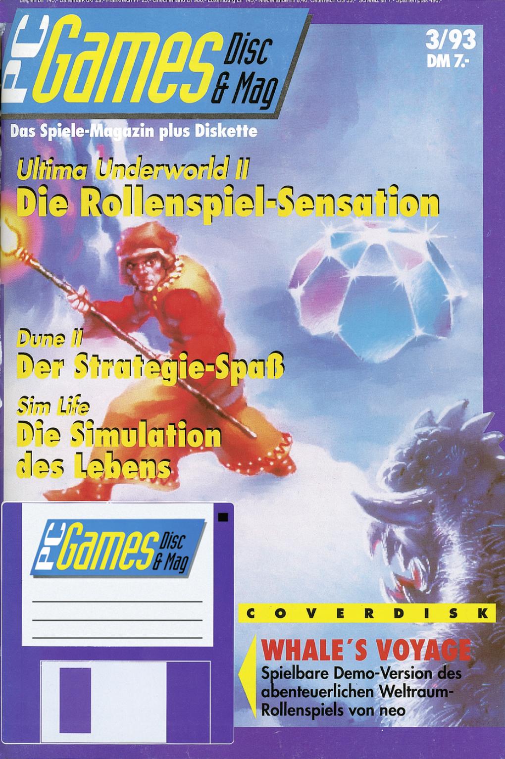 PC Games Ausgabe 03/93 - Titelthema: Ultima Underworld 2