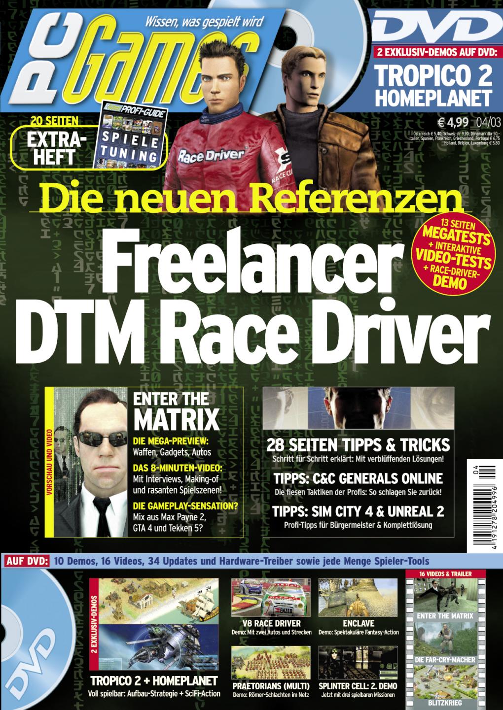 PC Games Ausgabe 04/03 - Titelthema: Freelancer und DTM Race Driver