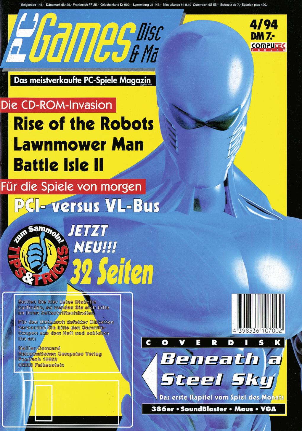 PC Games Ausgabe 04/94 - Titelthema: Rise of the Robots