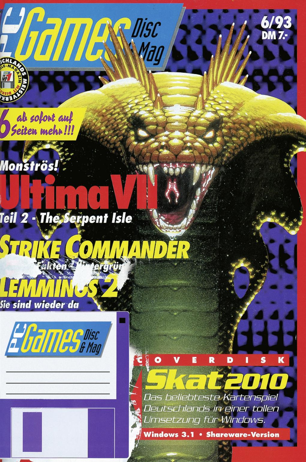 PC Games Ausgabe 06/93 - Titelthema: Ultima 7: The Serpent Isle