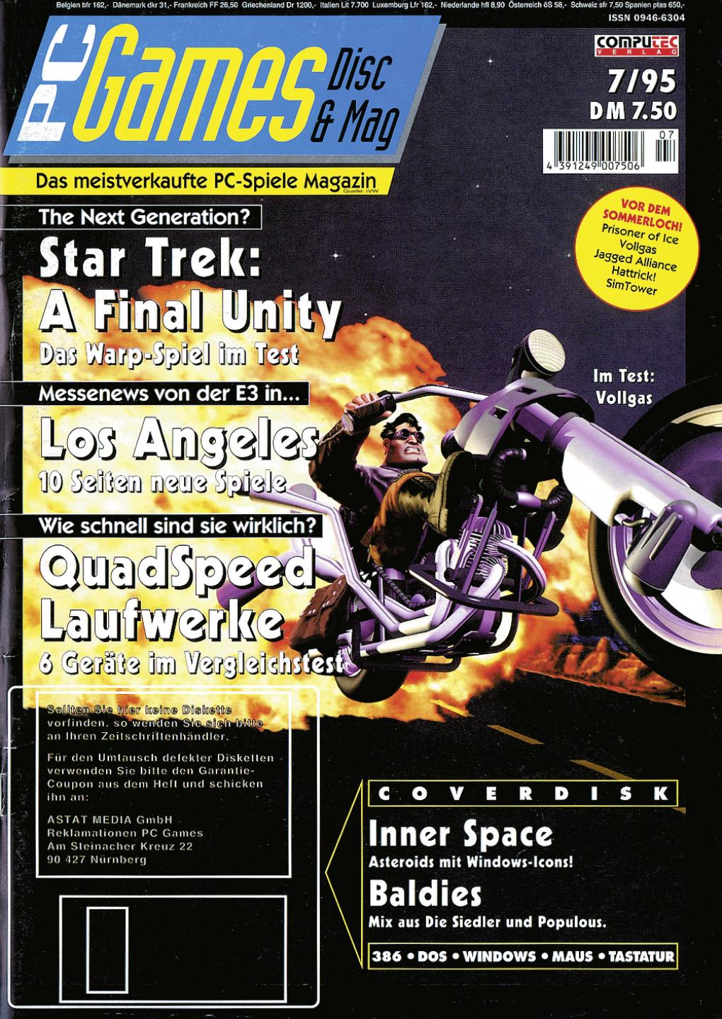 PC Games Ausgabe 07/95 - Titelthema: Full Throttle - Vollgas