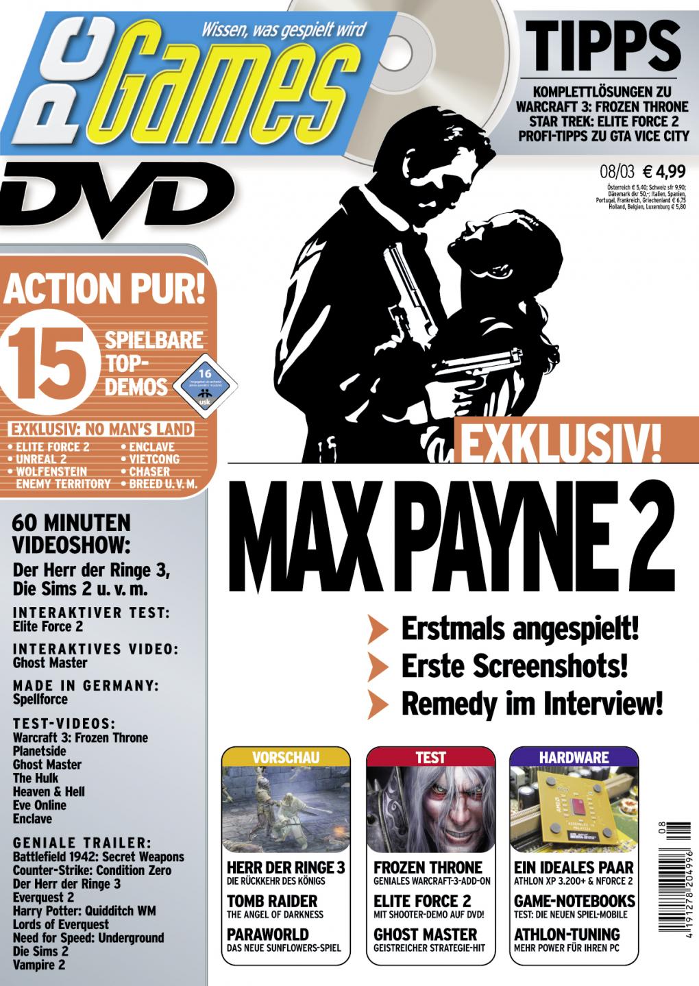 PC Games Ausgabe 08/03 - Titelthema: Max Payne 2