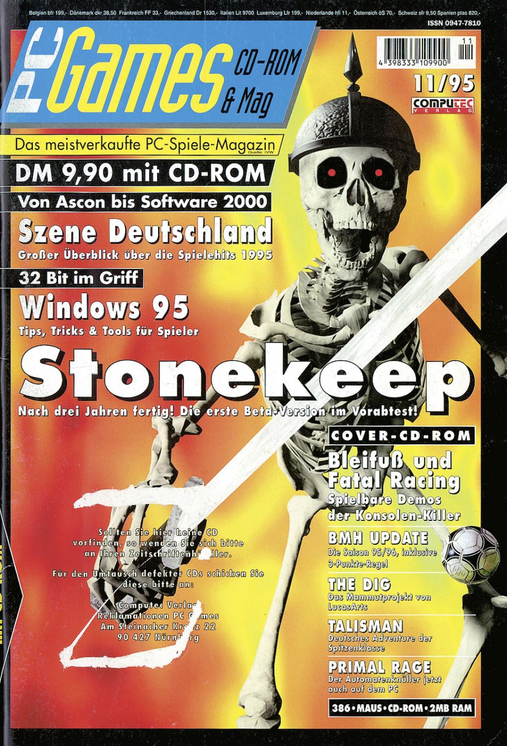 PC Games Ausgabe 11/95 - Titelthema: Stonekeep