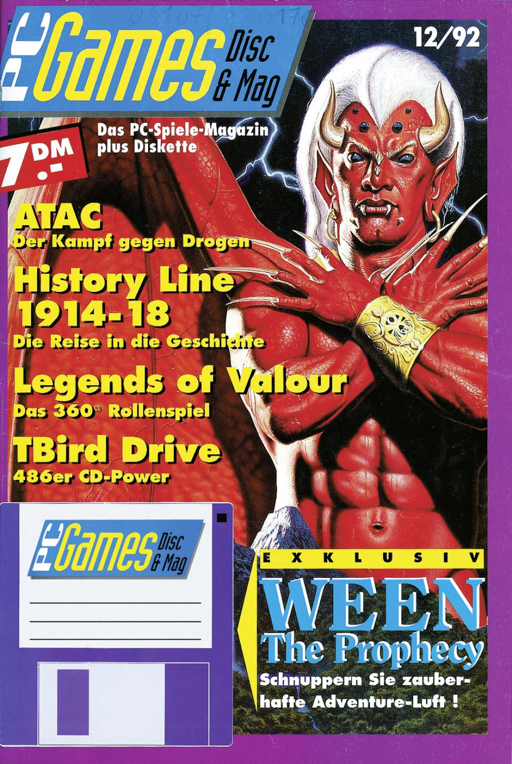 PC Games Ausgabe 12/92 - Titelthema: Legends of Valor