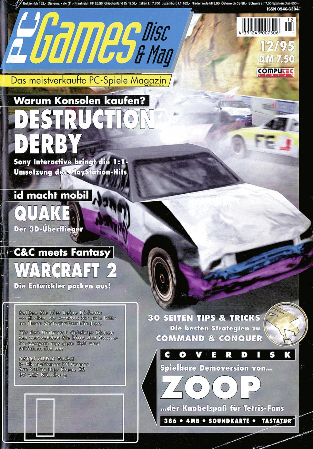 PC Games Ausgabe 12/95 - Titelthema: Destruction Derby