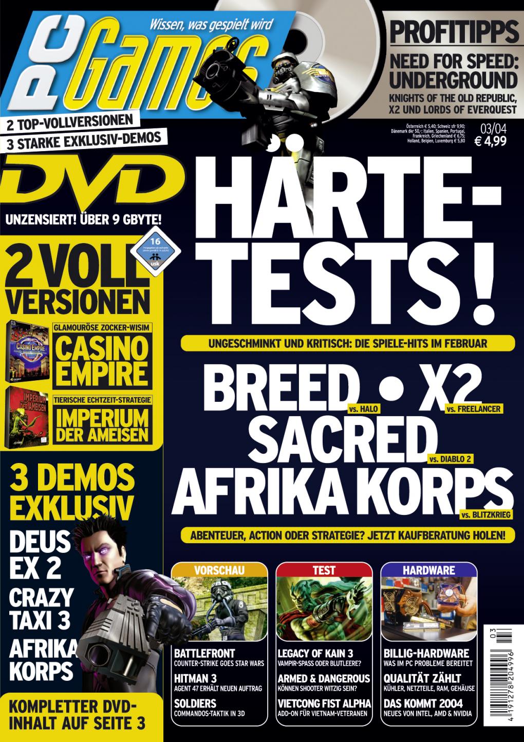 PC Games Ausgabe 03/04 - Titelthema: Härtetests - Die Spiele-Hits im Februar
