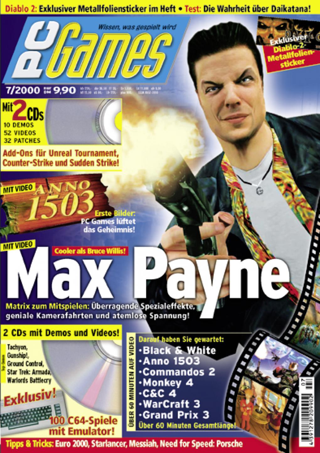 PC Games Ausgabe 07/00 - Titelthema: Max Payne