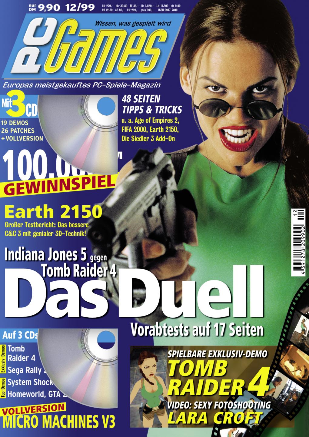 PC Games Ausgabe 12/99 - Titelthema: Indiana Jones 4 gegen Tomb Raider 4