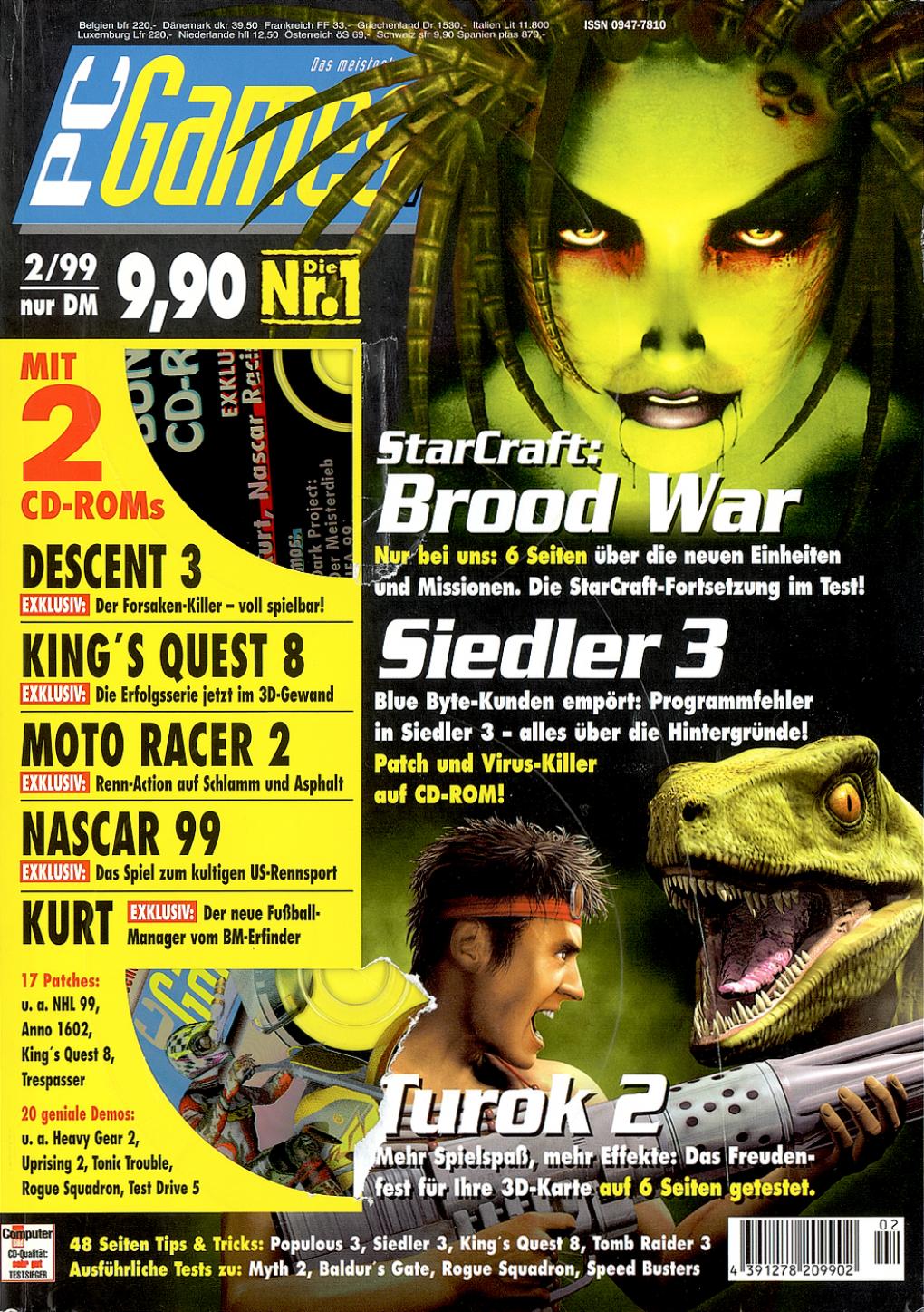 PC Games Ausgabe 02/99 - Titelthema: Starcraft - Brood War und Turok 2