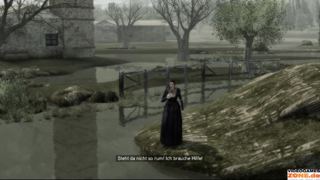 Bevor ihr nach Venedig übersetzen könnt, gibt es noch ein kleines Problem: Der Schiffskapitän will Ezio nicht mitnehmen, weil der Held keinen Pass besitzt. Just in diesem Moment ruft eine Dame in Not um Hilfe.
