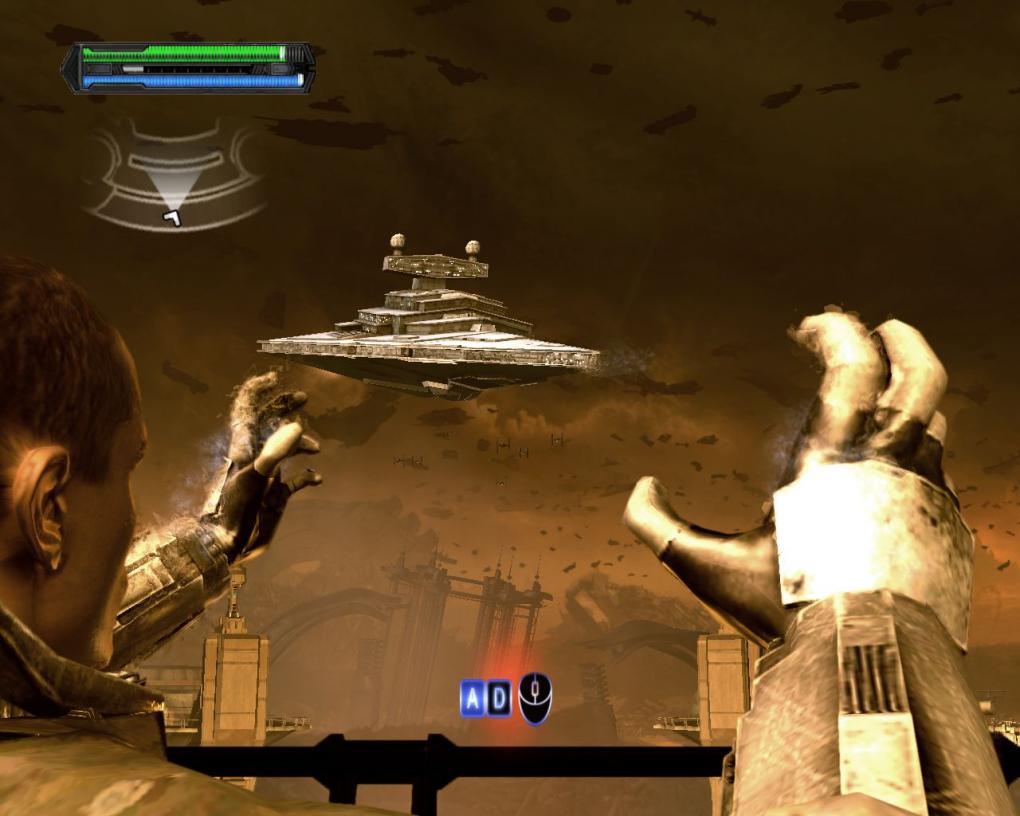 Starkiller dreht auf: In einem der spannendsten Spielabschnitte holen wir nur mit der Macht einen kompletten Sternenzerstörer vom Himmel!