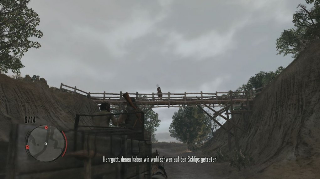 Der letzte Widersacher nimmt euch von einer Brücke aus in Beschuss. Habt ihr auch den letzten Banditen erledigt, erreicht ihr mit Irish die Stadt und habt die Mission somit erfolgreich abgeschlossen.
