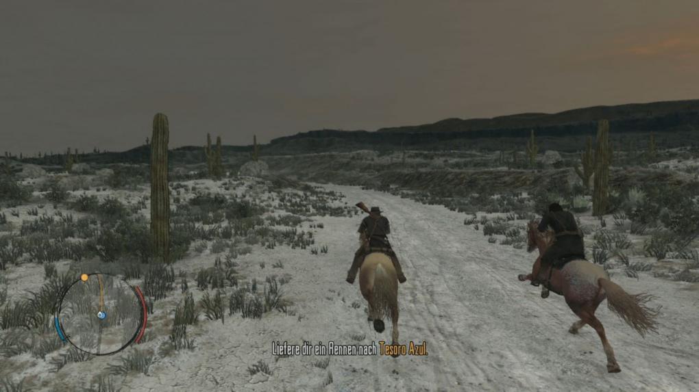 Steigt auf euer Pferd und folgt Captain de Santa nach Tesoro Azul. Ab der Hälfte des Weges liefert ihr euch ein rennen mit dem Offizier - ein Sieg ist jedoch nicht zwingend nötig.