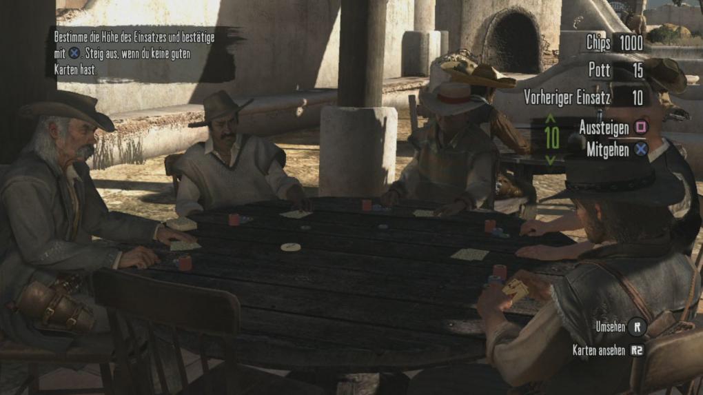 Setzt euch zusammen mit Ricketts und den anderen an den Tisch und spielt zwei Runden Poker mit.