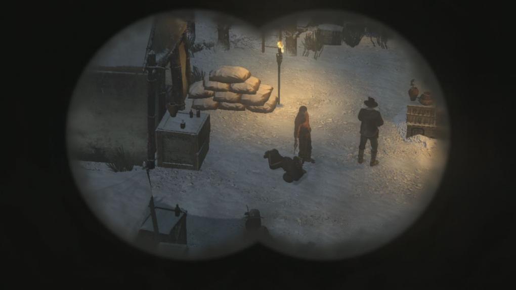 Schnappt euch das Fernglas des Banditen und spioniert das Dorf aus, bis ihr Dutch entdeckt und die Zwischensequenz startet.