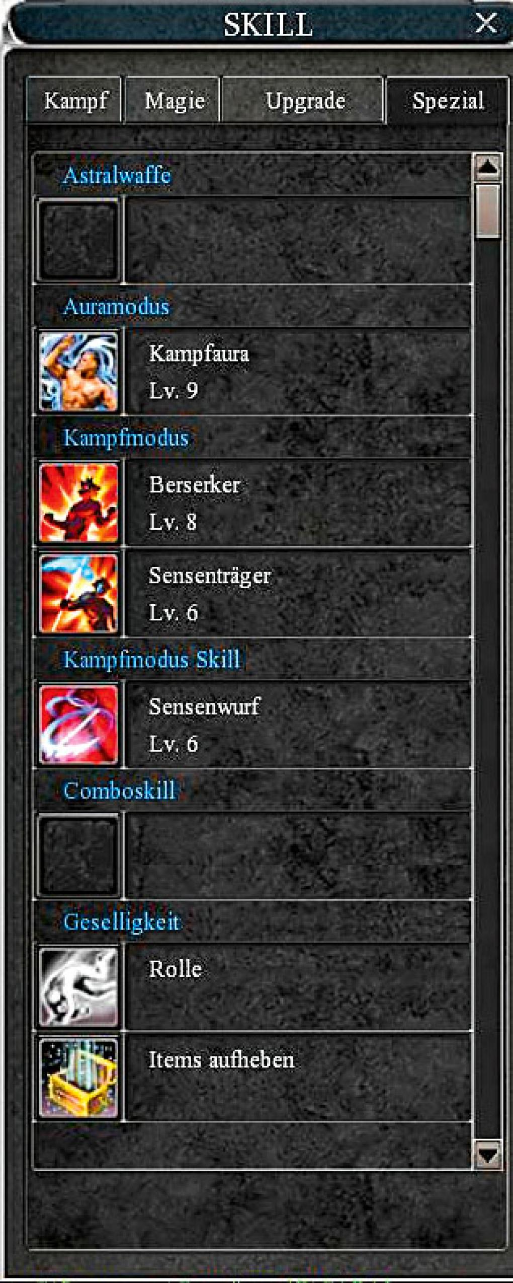 Aura- und Kampfmodi erhaltet ihr nur durch entsprechende Quests. Wundert euch also nicht, wenn euer Lehrer diese Skills nicht anbietet.
