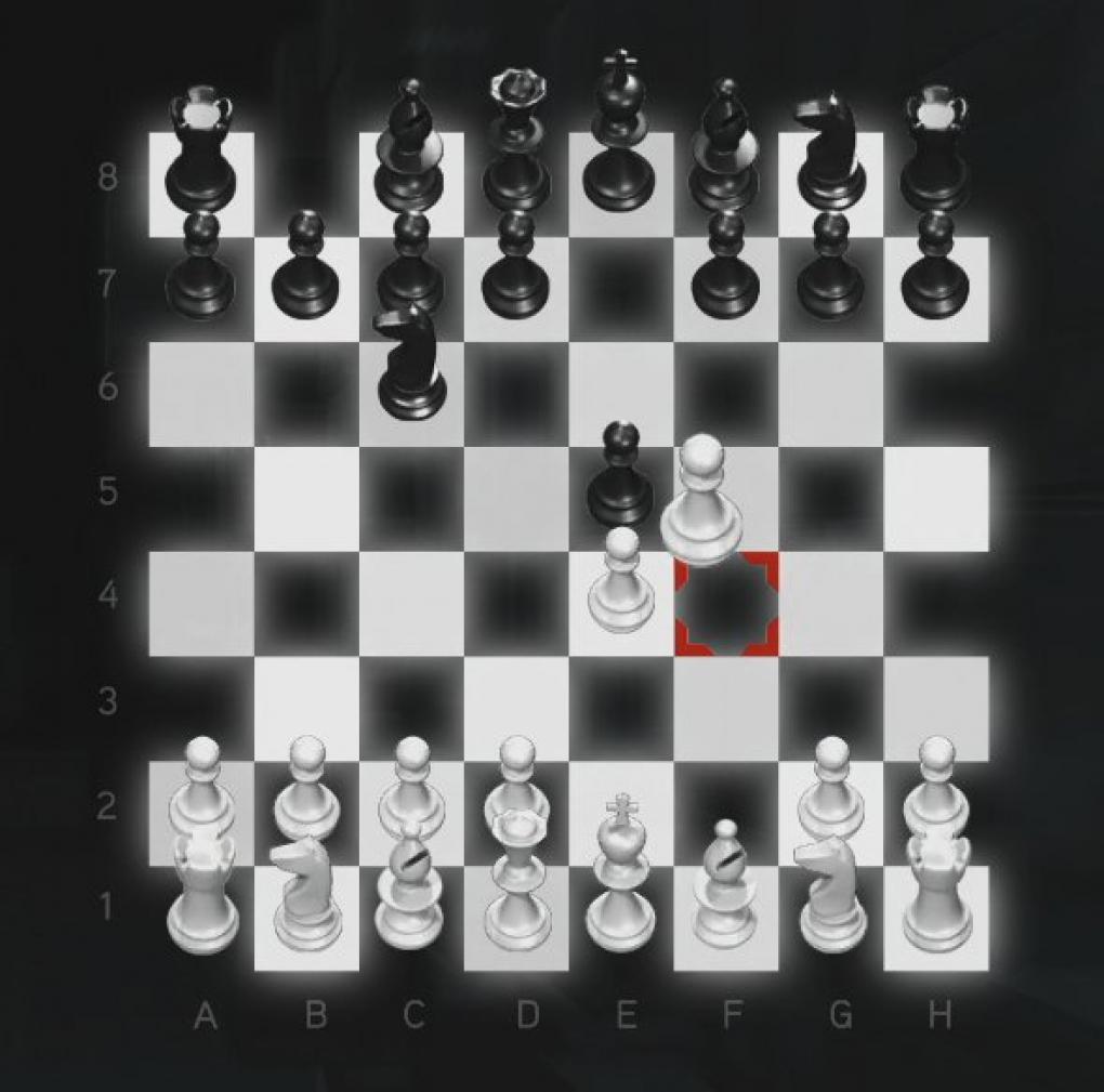 Assassin's Creed: Brotherhood Komplettlösung: Glyphen-Rätsel Nr. 3: Nehmt den rechten Bauern von F4 und schmeißt damit die schwarze Figur auf E5.