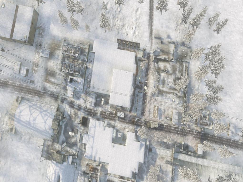 Grid ist ein kleines, arktisches Stadtgebiet mit zwei zentralen Gebäuden und offenen Feldern im Osten. Die Gefechte konzentrieren sich auf den Nahkampf und offene Kämpfe auf mittlere Distanz.
