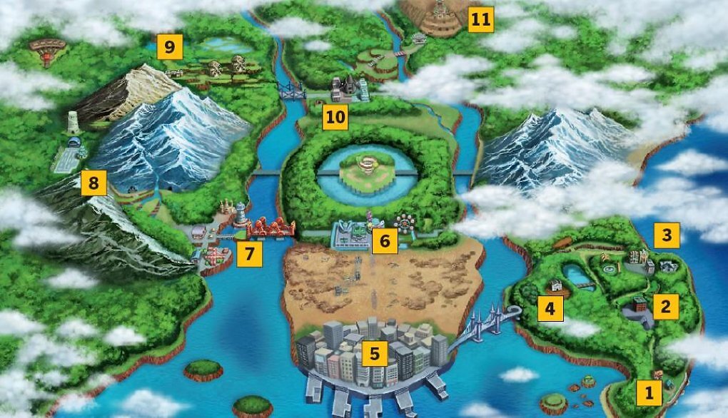 Die Einall-Region in Pokémon Schwarze und Weiße Edition. In unserer Komplettlösung zeigen wir euch, in welche Städte es euch verschlägt.
