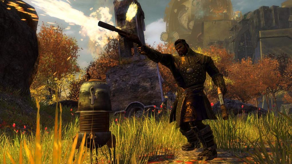 Guild Wars 2: Der technikbasierte Ingenieur kämpft mit Fernkampfwaffen und allerlei Geräten, wie Minen und Heiltürmen. 