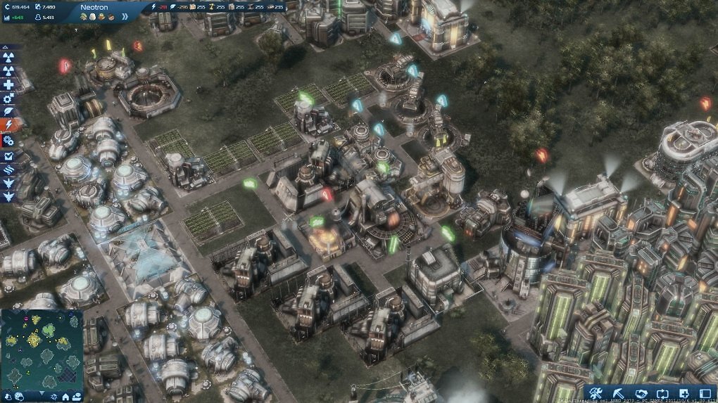 Man sieht eine Stadt in Anno 2070.