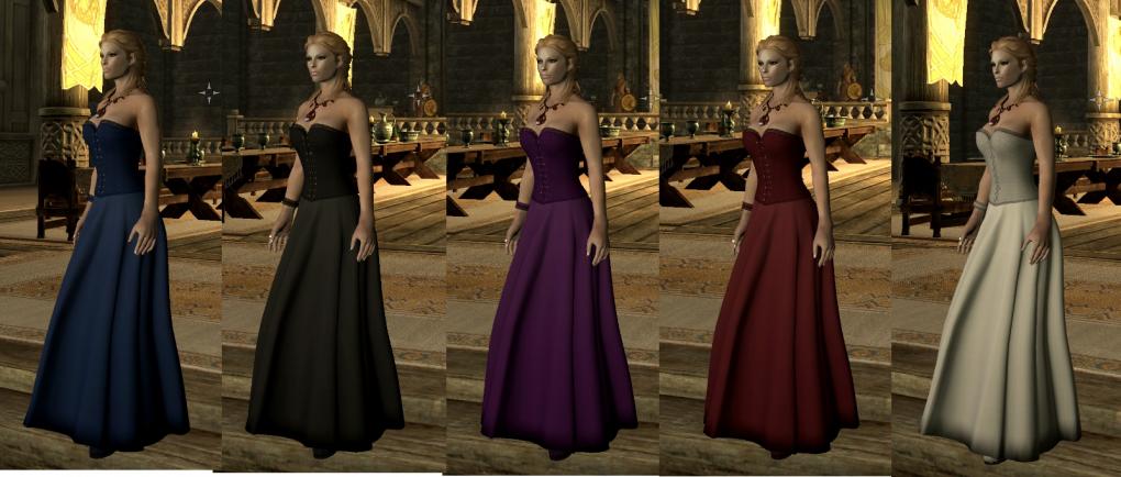 Hier seht ihr das romantische Outfit für Skyrim. Es liegt in mehreren Farben vor.