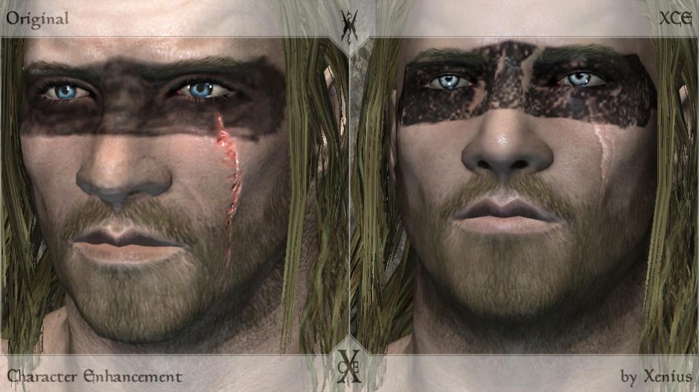 Die Unterschiede sind teilweise gravierend. Rechts das Gesicht mit, links ohne Skyrim-Mod.