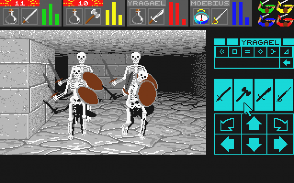 Nimm dies, Skelett-Quartett! Die Echtzeitkämpfe von Dungeon Master waren 1987 ein echtes Novum.&nbsp;