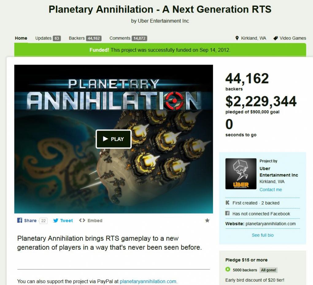 Um die Kickstarter-Unterstützer nicht vor den Kopf zu stoßen, verlangte Entwickler Uber Entertainment über 80 Euro für die Early-Access-Alpha von Planetary Annihilation auf Steam.
